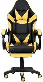 Scaun ergonomic pentru jocuri CLASSIC cu suport pentru picioare galben