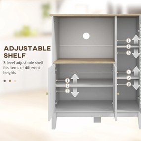 HOMCOM Dulap pentru Microunde cu Dulap Inferior și Rafturi Laterale din Lemn Alb | Aosom Romania