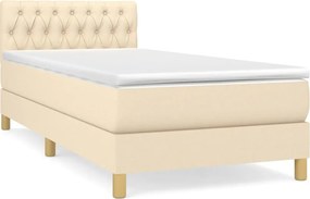 vidaXL Pat box spring cu saltea, crem, 90x190 cm, textil