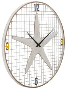 Ceas decorativ alb/maro antichizat din metal, ∅ 57 cm, Sea Star Mauro Ferretti