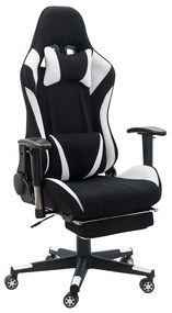 Scaun gaming alb din stofa cu suport de picioare, ergonomic si reglabil OFF 296