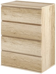 HOMCOM Comodă 4 sertare mobilier de depozitare design minimalist fără mânere 60 x 40 x 80 cm natural | Aosom Romania