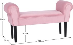 Bancă, catifea Velvet, roz învechit/negru, BURDA