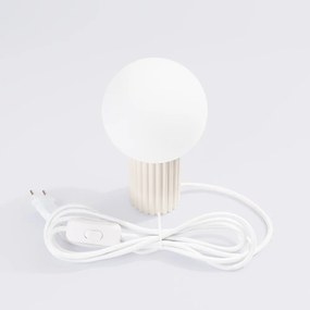 Veioză crem cu abajur din sticlă (înălțime 19 cm) Orbital – Sollux