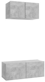 Set dulapuri TV, 2 piese, gri beton, PAL 2, Gri beton, 60 80 x 30 x 30 cm