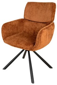Set de 2 scaune pivotante, Metal Negru, Chenille Maro, UNIQUE A-46319 VC
