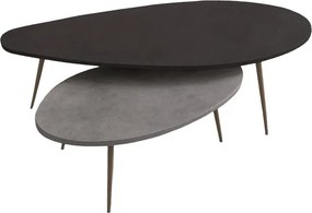 Set 2 Masute Cafea Monnart Finisaj Negru-Gri, Dim. 116x46x46 Cm