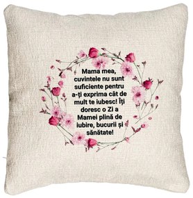 Perna Decorativa Canapea, Model cu Model pentru Mama cu text 40x40 cm, Cu fermoar