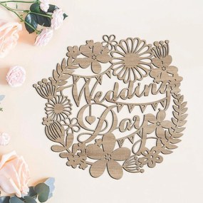 DUBLEZ | Decorațiune pentru nuntă - Coroniță din lemn Wedding day