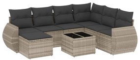 3254049 vidaXL Set mobilier de grădină cu perne, 8 piese gri deschis poliratan