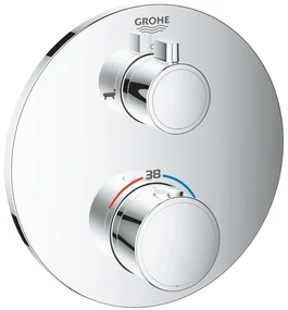 Grohe Grohtherm Baterie cada dus cu termostat, 2 iesiri, rotunda, crom
