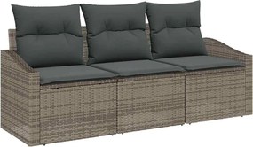 vidaXL Set de canapea cu pernă 3 pcs Gri poliratan