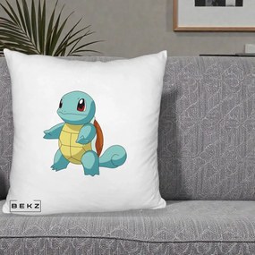 Perna Personalizata Squirtle Pokemon, 40x40 cm, Alb Pufos, Husa Detasabila, Perna Inclusa, BEKZ®