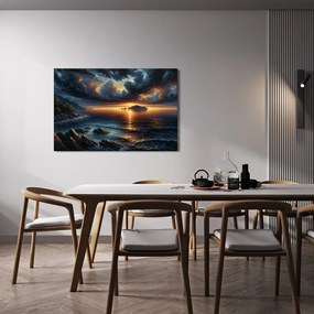 Tablou apus dramatic de soare la mare