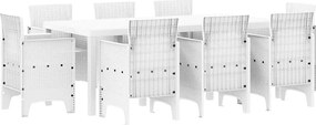 vidaXL Set de masă pentru grădină 9 pcs Alb Polipropilenă
