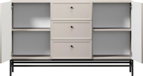 Comodă cu sertare Lorini 150 cm - cașmir / mânere negre / cadru metalic