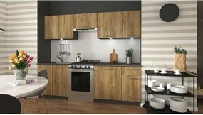 Set bucatarie DARIA, stejar craft/gri cu efect de marmura, PAL laminat