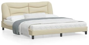 3213723 vidaXL Cadru de pat cu lumină LED, crem, 180x200 cm, textil