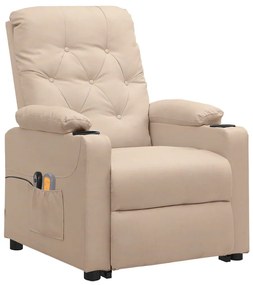 3093496 vidaXL Fotoliu electric de masaj rabatabil cu ridicare, crem, textil