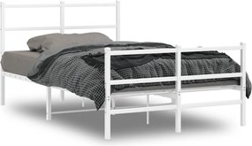 vidaXL Cadru pat metalic cu tăblie de cap/picioare , alb, 120x190 cm