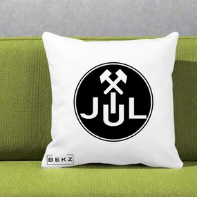 Perna Personalizata JUL Jiul Lupeni Fotbal, 40x40 cm, Alba Mata, Husa Detasabila, Perna Inclusa, BEKZ®