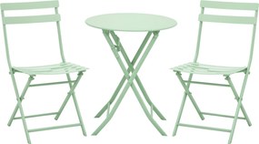 Outsunny Set de Mobilier de Grădină pentru 2 Persoane Masă Bistrou cu 2 Scaune pentru Curte Grădină Pliabil Verde | Aosom Romania