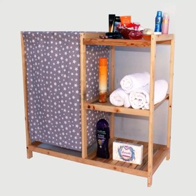 Cos de rufe din lemn cu 1 compartimente textil Homs 44 X 90 X 90 cm