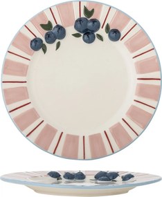 Set 4 farfurii din ceramică pictate manual, roz, D20,5×H2 cm, „Carry Plate"