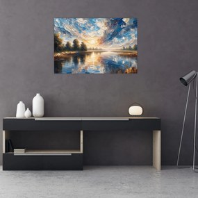 Tablou - Pictură cu soarele deasupra apei (90x60 cm)