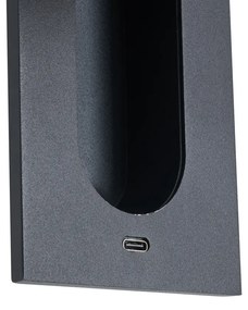 Lampă de perete modernă neagră, incl. LED și port USB-C - Hilton