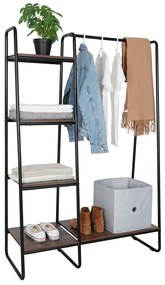 Organizator dulap / raft cu etajere, negru / nuc, ROBYN