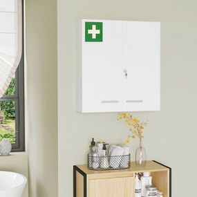 kleankin Dulap pentru Medicamente cu 6 Rafturi cu Încuietoare și 2 Chei de Siguranță, Dulap din Oțel, 55x18x60 cm, Alb