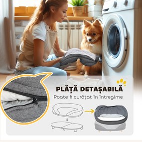 PawHut Canapea pentru Câini cu Pernă, Hușă Detașabilă, Bază Înălțată și Picioare Antiderapante, 90x78x25 cm, Gri | Aosom Romania