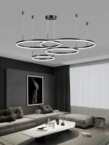 Lustra LED Tip Pendul EsnF203005/4, Cu Telecomanda, 3 Tipuri De Lumina, 240W, Negru