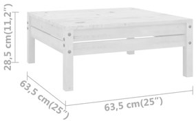 Set mobilier de gradina, 3 piese, alb, lemn masiv de pin Alb, 2x colt + masa, 1