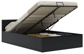 285542 vidaXL Cadru pat hidraulic ladă cu LED negru 120x200cm piele ecologică