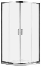 Cabină de duș curbată Caprera cu 2 uși glisante, fără cădiță de duș, cu strat de acoperire Easy Clean