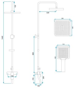 Set baterie de dus Argus cupru periat MY2021-77C