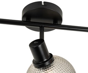 Spot de design negru cu sticlă fumurie cu 3 lumini - Chico