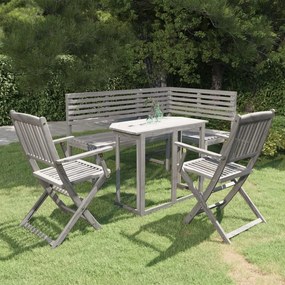 3057866 vidaXL Set mobilier bistro, 4 piese, gri, lemn masiv de acacia