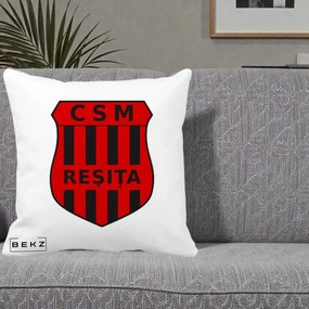 Perna Personalizata CSM Resita Fotbal, 40x40 cm, Alba Mata, Husa Detasabila, Perna Inclusa, BEKZ®