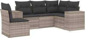 vidaXL Set canapele de grădină cu perne, 5 piese gri deschis poliratan