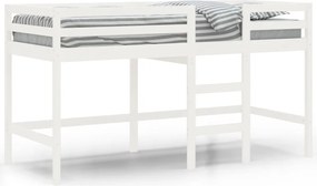 vidaXL Pat etajat de copii cu scară, alb, 90x190 cm, lemn masiv pin