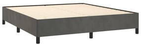 Pat box spring cu saltea, gri inchis, 180x200 cm, catifea Morke gra, 180 x 200 cm, Design cu nasturi
