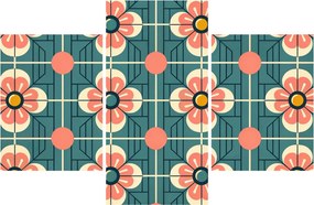 Tablou - Model retro cu flori (90x60 cm)