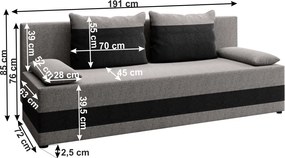 Canapea extensibilă, gri / gri închis, PREMIUM