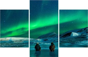 Tablou cu oameni la Aurora borealis (90x60 cm)