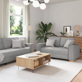 vidaXL Set canapea, 3 piese, perne gri nor, textil