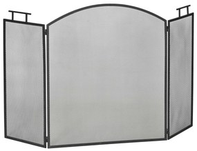 HOMCOM Paravan pentru șemineu sau sobă - Protector împotriva scânteilor 3 panouri pliabile - dim. 110l x 24P x 76,5H cm - Oțel metalic Negru | Aosom Romania