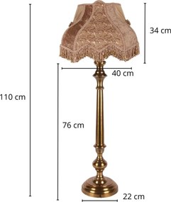 Bază pentru lampă de masă din aluminiu, auriu, cu coloană înaltă canelată și picior rotund, finisaj antichizat, 92 x 22 cm, „Tuileries”
